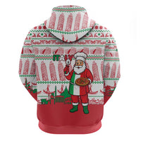 Italy Christmas Hoodie with Pizza Chef Santa Leaning Tower Colosseum and Red Green Holiday Pattern Design - Wonder Print Shop