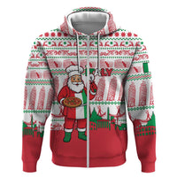 Italy Christmas Hoodie with Pizza Chef Santa Leaning Tower Colosseum and Red Green Holiday Pattern Design - Wonder Print Shop
