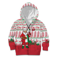 Italy Christmas Kid Hoodie with Pizza Chef Santa Leaning Tower Colosseum and Red Green Holiday Pattern Design - Wonder Print Shop