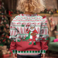 Italy Christmas Kid Ugly Christmas Sweater with Pizza Chef Santa Leaning Tower Colosseum and Red Green Holiday Pattern Design - Wonder Print Shop