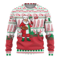 Italy Christmas Ugly Christmas Sweater with Pizza Chef Santa Leaning Tower Colosseum and Red Green Holiday Pattern Design - Wonder Print Shop