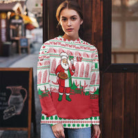 Italy Christmas Ugly Christmas Sweater with Pizza Chef Santa Leaning Tower Colosseum and Red Green Holiday Pattern Design - Wonder Print Shop