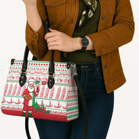 Italy Christmas Leather Bag with Pizza Chef Santa Leaning Tower Colosseum and Red Green Holiday Pattern Design - Wonder Print Shop