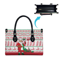 Italy Christmas Leather Bag with Pizza Chef Santa Leaning Tower Colosseum and Red Green Holiday Pattern Design - Wonder Print Shop