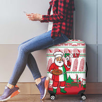 Italy Christmas Luggage Cover with Pizza Chef Santa Leaning Tower Colosseum and Red Green Holiday Pattern Design - Wonder Print Shop