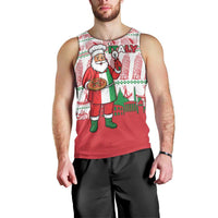Italy Christmas Men Tank Top with Pizza Chef Santa Leaning Tower Colosseum and Red Green Holiday Pattern Design - Wonder Print Shop