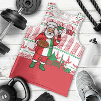 Italy Christmas Men Tank Top with Pizza Chef Santa Leaning Tower Colosseum and Red Green Holiday Pattern Design - Wonder Print Shop