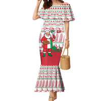 Italy Christmas Mermaid Dress with Pizza Chef Santa Leaning Tower Colosseum and Red Green Holiday Pattern Design - Wonder Print Shop