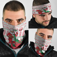 Italy Christmas Neck Gaiter with Pizza Chef Santa Leaning Tower Colosseum and Red Green Holiday Pattern Design - Wonder Print Shop