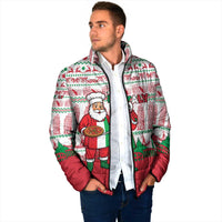 Italy Christmas Padded Jacket with Pizza Chef Santa Leaning Tower Colosseum and Red Green Holiday Pattern Design - Wonder Print Shop