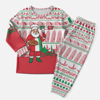 Italy Christmas Pajama Set with Pizza Chef Santa Leaning Tower Colosseum and Red Green Holiday Pattern Design - Wonder Print Shop