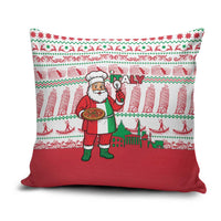 Italy Christmas Pillow Cover with Pizza Chef Santa Leaning Tower Colosseum and Red Green Holiday Pattern Design - Wonder Print Shop