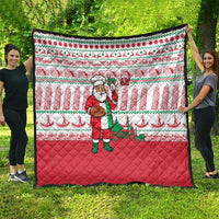Italy Christmas Quilt with Pizza Chef Santa Leaning Tower Colosseum and Red Green Holiday Pattern Design - Wonder Print Shop