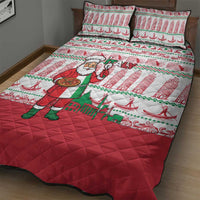 Italy Christmas Quilt Bed Set with Pizza Chef Santa Leaning Tower Colosseum and Red Green Holiday Pattern Design - Wonder Print Shop