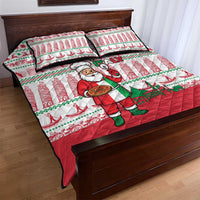 Italy Christmas Quilt Bed Set with Pizza Chef Santa Leaning Tower Colosseum and Red Green Holiday Pattern Design - Wonder Print Shop