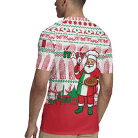 Italy Christmas Rugby Jersey with Pizza Chef Santa Leaning Tower Colosseum and Red Green Holiday Pattern Design - Wonder Print Shop