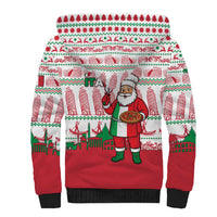 Italy Christmas Sherpa Hoodie with Pizza Chef Santa Leaning Tower Colosseum and Red Green Holiday Pattern Design - Wonder Print Shop