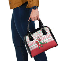 Italy Christmas Shoulder Handbag with Pizza Chef Santa Leaning Tower Colosseum and Red Green Holiday Pattern Design - Wonder Print Shop