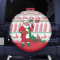 Italy Christmas Spare Tire Cover with Pizza Chef Santa Leaning Tower Colosseum and Red Green Holiday Pattern Design - Wonder Print Shop