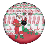 Italy Christmas Spare Tire Cover with Pizza Chef Santa Leaning Tower Colosseum and Red Green Holiday Pattern Design - Wonder Print Shop