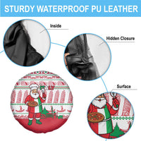 Italy Christmas Spare Tire Cover with Pizza Chef Santa Leaning Tower Colosseum and Red Green Holiday Pattern Design - Wonder Print Shop