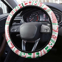 Italy Christmas Steering Wheel Cover with Pizza Chef Santa Leaning Tower Colosseum and Red Green Holiday Pattern Design - Wonder Print Shop