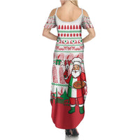 Italy Christmas Summer Maxi Dress with Pizza Chef Santa Leaning Tower Colosseum and Red Green Holiday Pattern Design - Wonder Print Shop