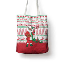 Italy Christmas Tote Bag with Pizza Chef Santa Leaning Tower Colosseum and Red Green Holiday Pattern Design - Wonder Print Shop