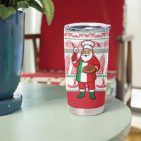 Italy Christmas Tumbler Cup with Pizza Chef Santa Leaning Tower Colosseum and Red Green Holiday Pattern Design - Wonder Print Shop