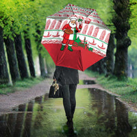 Italy Christmas Umbrella with Pizza Chef Santa Leaning Tower Colosseum and Red Green Holiday Pattern Design - Wonder Print Shop