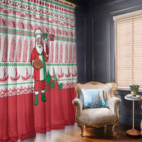 Italy Christmas Window Curtain with Pizza Chef Santa Leaning Tower Colosseum and Red Green Holiday Pattern Design - Wonder Print Shop