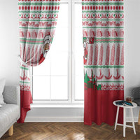 Italy Christmas Window Curtain with Pizza Chef Santa Leaning Tower Colosseum and Red Green Holiday Pattern Design - Wonder Print Shop