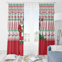 Italy Christmas Window Curtain with Pizza Chef Santa Leaning Tower Colosseum and Red Green Holiday Pattern Design - Wonder Print Shop