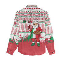 Italy Christmas Women Casual Shirt with Pizza Chef Santa Leaning Tower Colosseum and Red Green Holiday Pattern Design - Wonder Print Shop