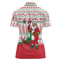 Italy Christmas Women Polo Shirt with Pizza Chef Santa Leaning Tower Colosseum and Red Green Holiday Pattern Design - Wonder Print Shop