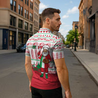 Italy Christmas Zipper Polo Shirt with Pizza Chef Santa Leaning Tower Colosseum and Red Green Holiday Pattern Design - Wonder Print Shop