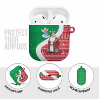 Italy Christmas AirPods Case with Pizza Chef Santa Leaning Tower Colosseum and Red Green Holiday Pattern Design - Wonder Print Shop