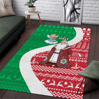 Italy Christmas Area Rug with Pizza Chef Santa Leaning Tower Colosseum and Red Green Holiday Pattern Design - Wonder Print Shop