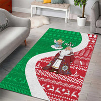 Italy Christmas Area Rug with Pizza Chef Santa Leaning Tower Colosseum and Red Green Holiday Pattern Design - Wonder Print Shop