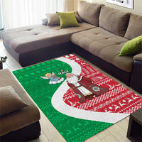 Italy Christmas Area Rug with Pizza Chef Santa Leaning Tower Colosseum and Red Green Holiday Pattern Design - Wonder Print Shop