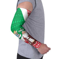 Italy Christmas Arm Sleeves with Pizza Chef Santa Leaning Tower Colosseum and Red Green Holiday Pattern Design - Wonder Print Shop