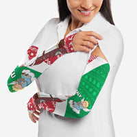 Italy Christmas Arm Sleeves with Pizza Chef Santa Leaning Tower Colosseum and Red Green Holiday Pattern Design - Wonder Print Shop