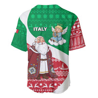 Italy Christmas Baseball Jersey with Pizza Chef Santa Leaning Tower Colosseum and Red Green Holiday Pattern Design - Wonder Print Shop