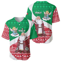 Italy Christmas Baseball Jersey with Pizza Chef Santa Leaning Tower Colosseum and Red Green Holiday Pattern Design - Wonder Print Shop