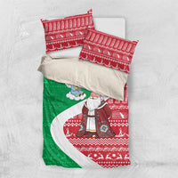 Italy Christmas Bedding Set with Pizza Chef Santa Leaning Tower Colosseum and Red Green Holiday Pattern Design - Wonder Print Shop