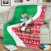 Italy Christmas Blanket with Pizza Chef Santa Leaning Tower Colosseum and Red Green Holiday Pattern Design - Wonder Print Shop