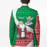 Italy Christmas Blazer with Pizza Chef Santa Leaning Tower Colosseum and Red Green Holiday Pattern Design - Wonder Print Shop