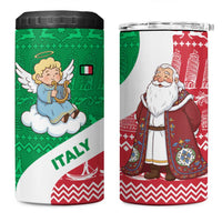 Italy Christmas 4 in 1 Can Cooler Tumbler with Pizza Chef Santa Leaning Tower Colosseum and Red Green Holiday Pattern Design - Wonder Print Shop