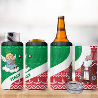 Italy Christmas 4 in 1 Can Cooler Tumbler with Pizza Chef Santa Leaning Tower Colosseum and Red Green Holiday Pattern Design - Wonder Print Shop