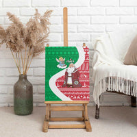 Italy Christmas Canvas Wall Art with Pizza Chef Santa Leaning Tower Colosseum and Red Green Holiday Pattern Design - Wonder Print Shop